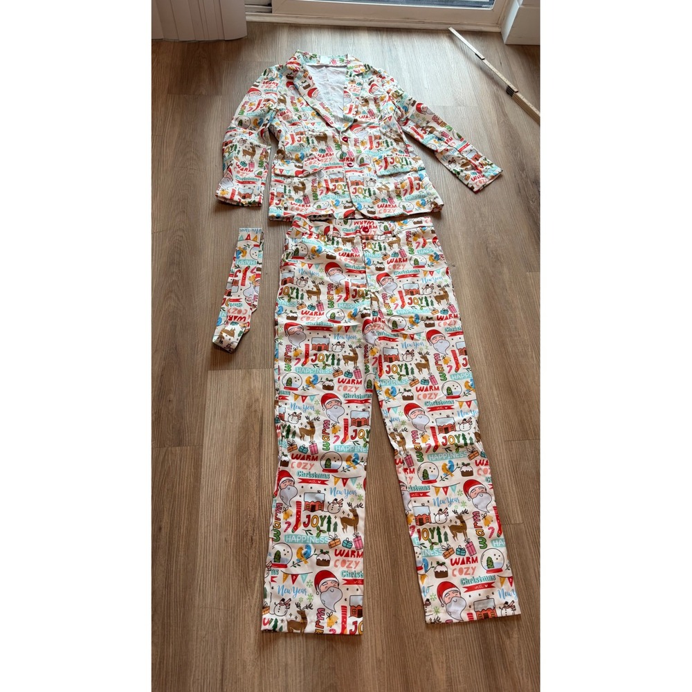 Christmas Suit Set 3 Santa Reindeer Holiday Party M Seam Unstitched (photo 3)